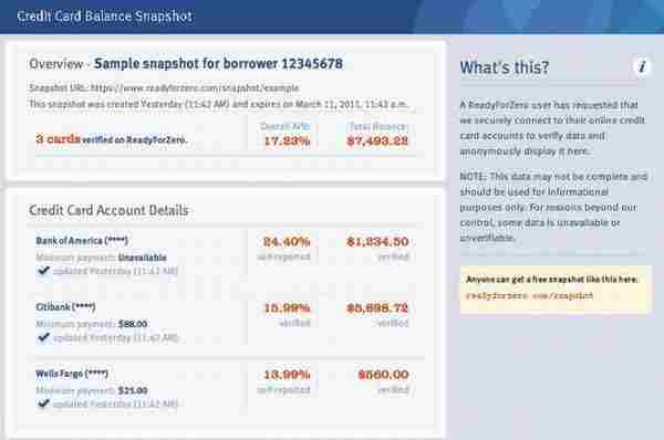 ReadyForZero:让未来的债主放心贷款给你