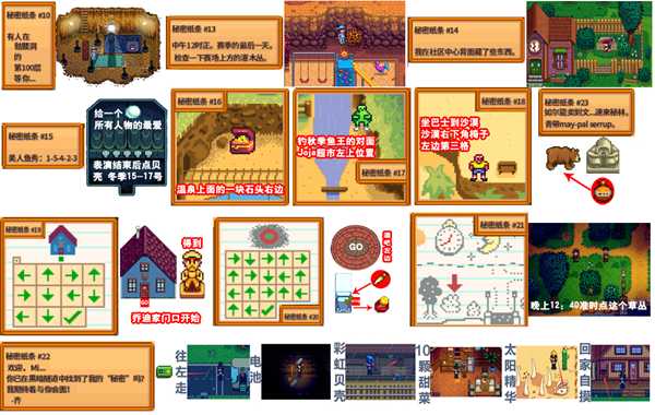 《星露谷物语》全神秘纸条位置一览