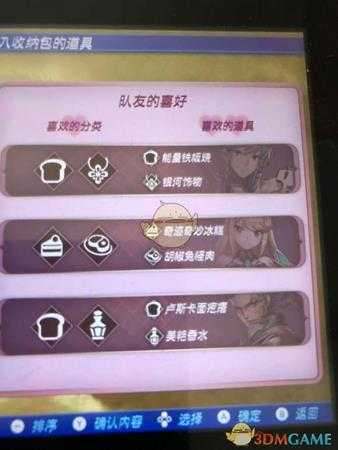 《异度神剑2》黄金之国伊拉各角色喜爱道具一览