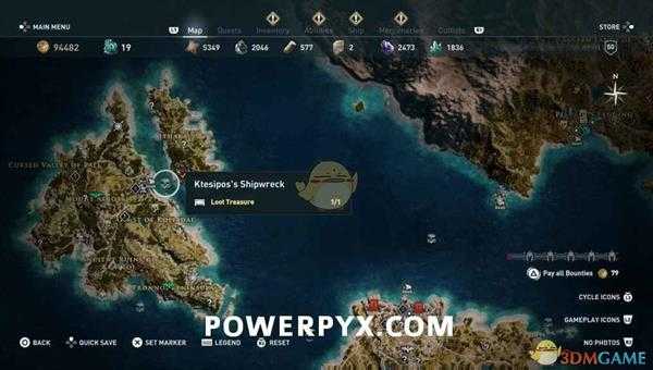 《刺客信条：奥德赛》所有水下宝藏位置一览