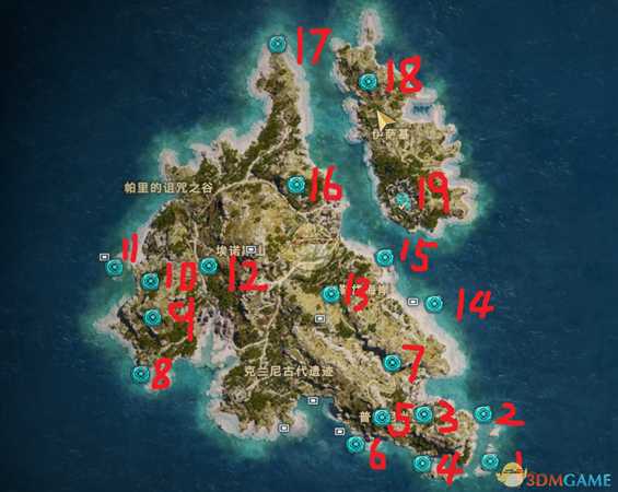 《刺客信条:奥德赛》全收集品地图位置一览