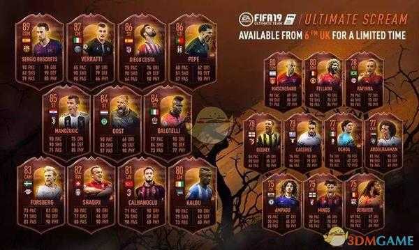 《FIFA 19》万圣节尖叫卡改动一览