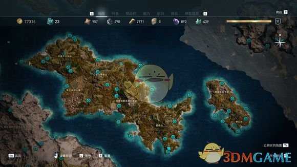 《刺客信条：奥德赛》奥钢石碑传奇宝箱位置分享