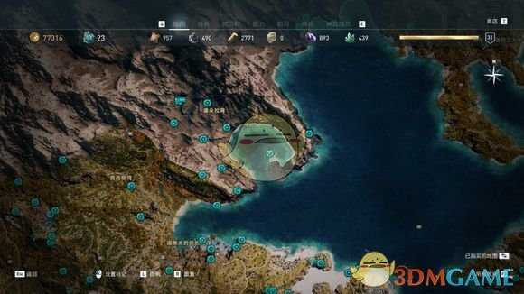 《刺客信条：奥德赛》奥钢石碑传奇宝箱位置分享