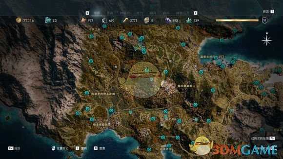 《刺客信条：奥德赛》奥钢石碑传奇宝箱位置分享