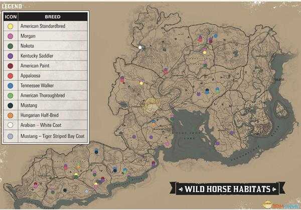 《荒野大镖客2》全野马传奇马位置图鉴