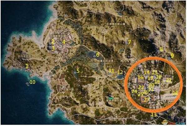 《刺客信条:奥德赛》全历史地点一览