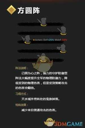 《吞食孔明传》方圆阵详解 方圆阵怎么学