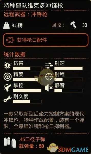 《腐烂国度2》特种部队维克多冲锋枪属性分享