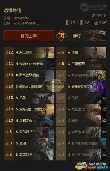 《巫师之昆特牌》娱乐卡组诱饵野猪攻略分享