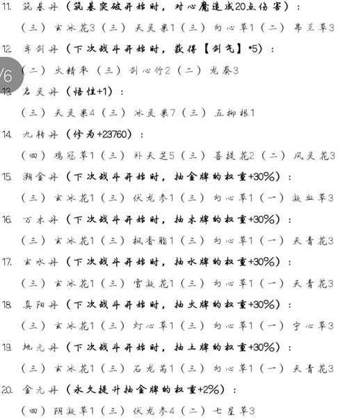 《觅长生》全三品丹药效果及丹方一览