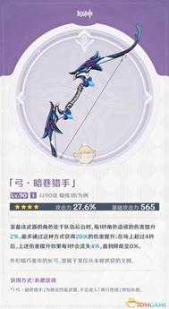 《原神》暗巷猎手属性一览