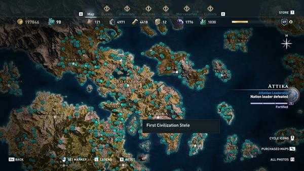 《刺客信条：奥德赛》全区域22处技能点分布一览