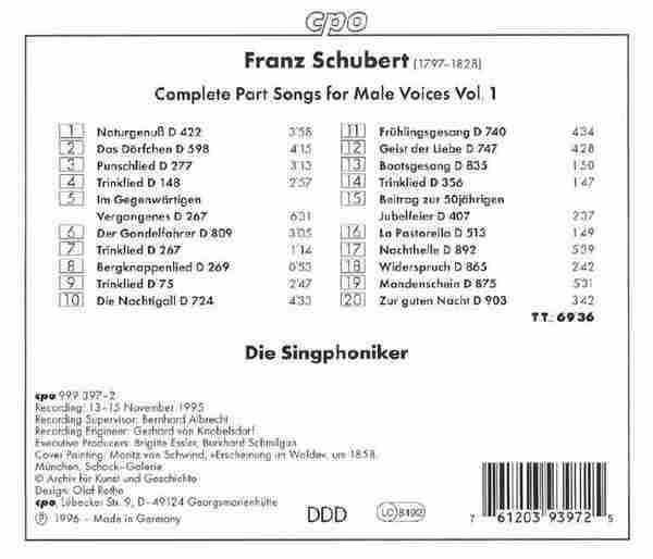 【古典声乐】黑森林歌手合唱团《舒伯特-男声合唱歌曲全集（第一辑）（第二辑）》FLAC