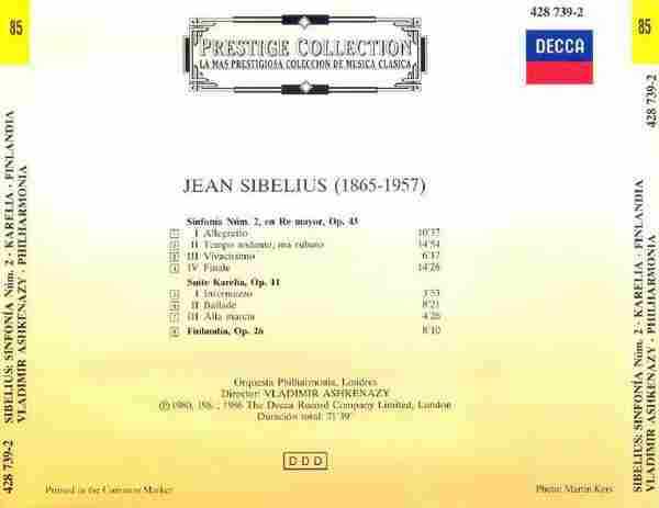 【古典音乐】阿什肯纳齐《西贝柳斯-第二交响曲、卡累利亚组曲、芬兰颂》1992[FLACCUE/整轨]此博文包含