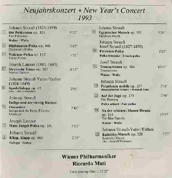 维也纳新年音乐会1993《NEWYEARSCONCERT1993》FLAC