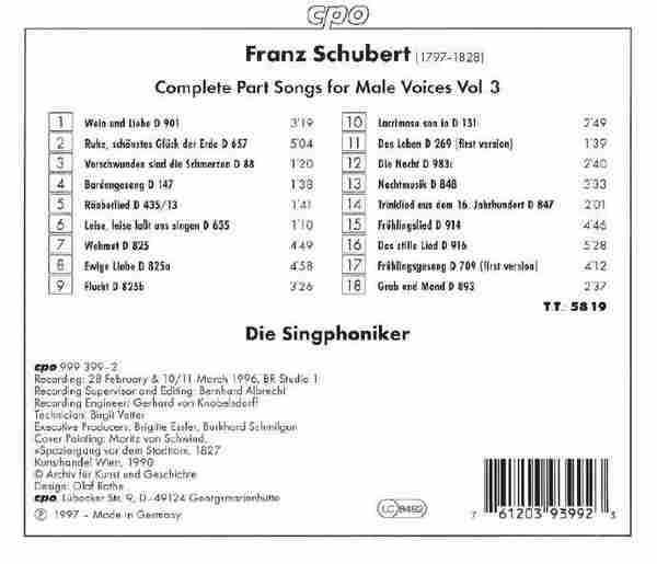 【古典声乐】黑森林歌手合唱团《舒伯特-男声合唱歌曲全集》5CD[FLAC+CUE]