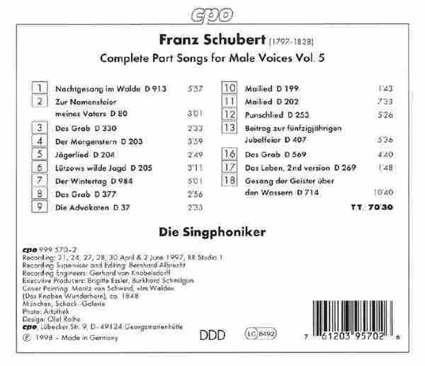 【古典声乐】黑森林歌手合唱团《舒伯特-男声合唱歌曲全集》5CD[FLAC+CUE]