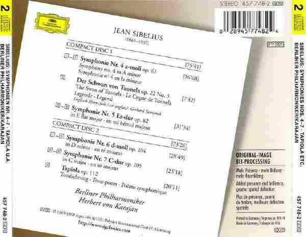 【古典音乐】卡拉扬《西贝柳斯-第四至七交响曲》2CD.1999[FLAC+CUE整轨]