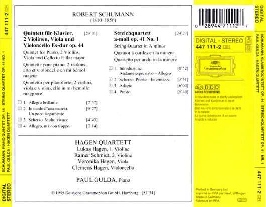 【古典音乐】古尔达、哈根四重奏《舒曼-钢琴五重奏、弦乐四重奏》1995[FLAC+CUE整轨]