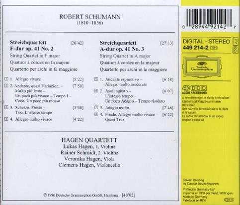 【古典音乐】哈根四重奏《舒曼-第二、三弦乐四重奏》1996[FLAC+CUE/整轨]