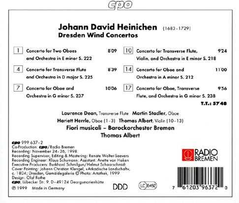 【古典音乐】音乐之花演奏组《约翰·大卫·海尼兴-德累斯顿管乐协奏曲》1999[FLAC+CUE/整轨]