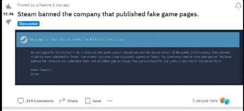 Steam宣布将打击假冒游戏：被骗的用户可获得退款